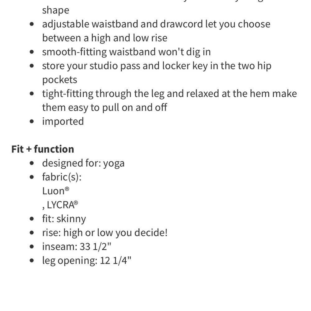 Lululemon skinny will pant
